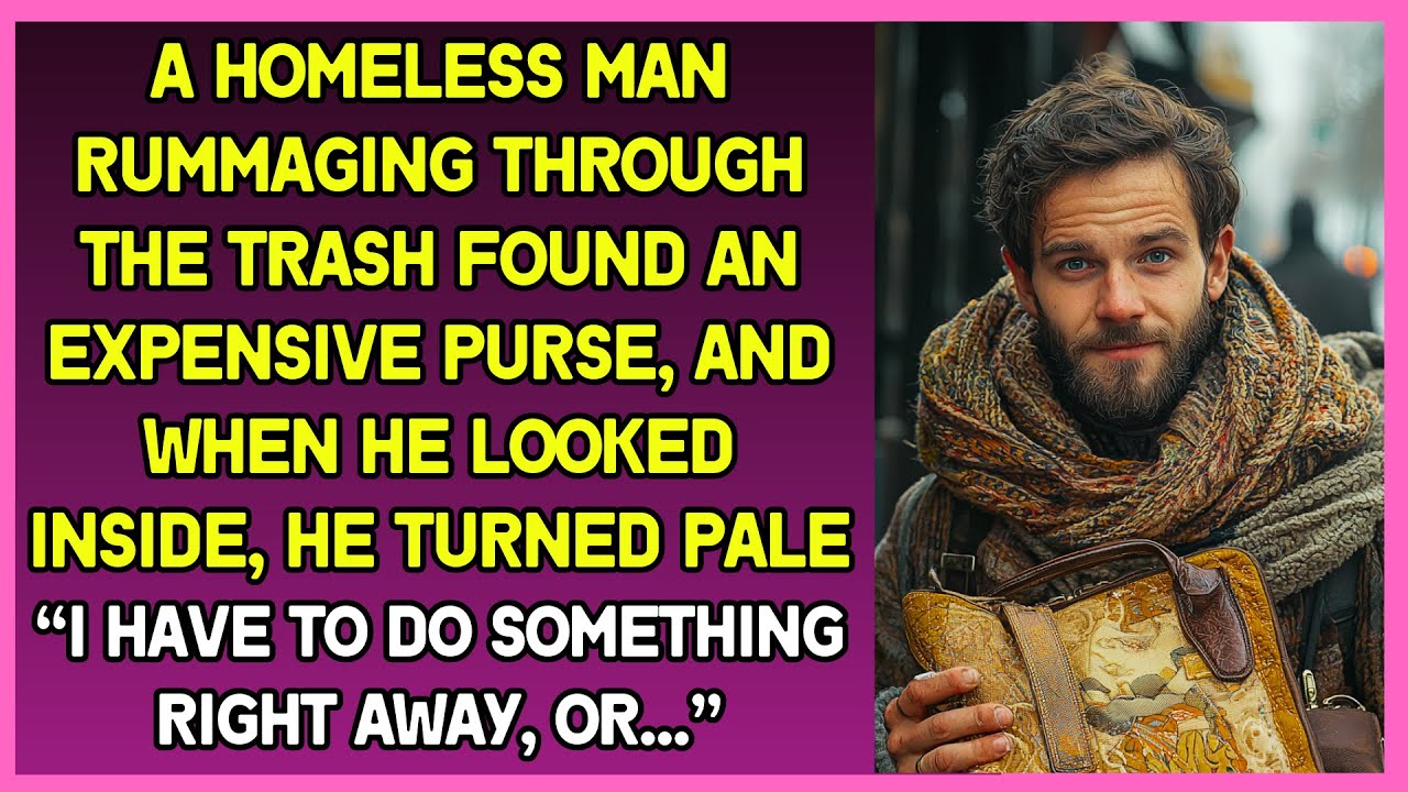 A homeless man rummaging through the trash found an expensive purse, & turned pale of its content