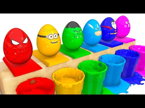 COLORS Surprise Eggs - Spiderman Cars Video - Bus Superheroes & Mcqueen Challenge