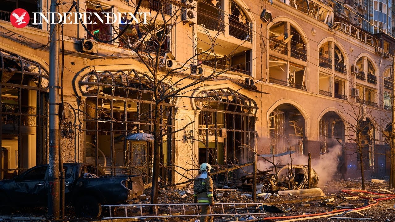 Aftermath of Russian missile strike in central Kyiv