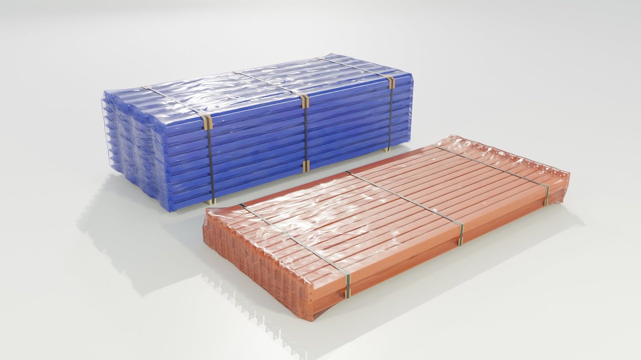 Stosy poziomych belek regał&oacute;w paletowych Model 3D