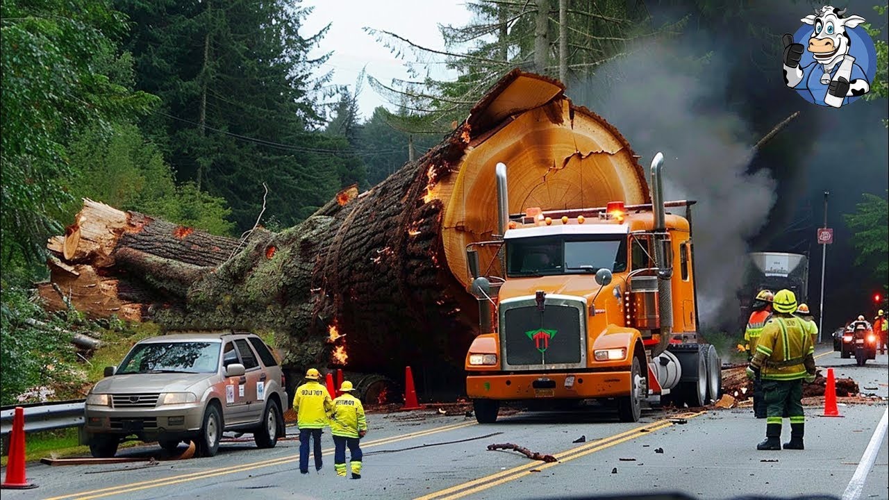 Massive Wood Logging Truck in Action, World's Largest Heavy Equipment Machines #|2  Speed TESLA U.S