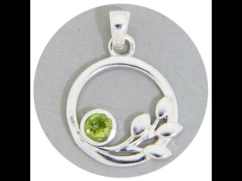 Pandantiv Argint 925 Ramura cu frunze Peridot Natural - Luminozitate si Regenerare