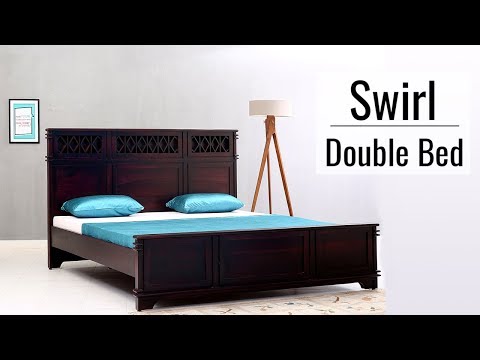 Swirl wooden bed without storage- solid wood