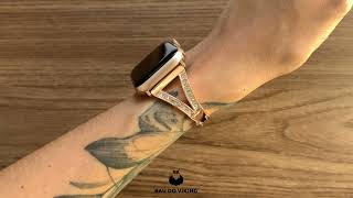 Vídeo de Pulseira Aço Slim Strass Prateada Compatível com Apple Watch