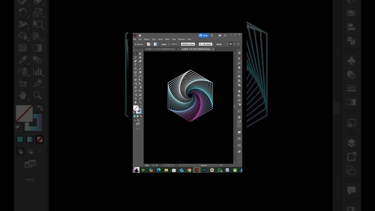 Illustrator Secret Trick! 😳 Spiral Hexagon Design | Satisfying Vector Art (Step by Step)#illustrator