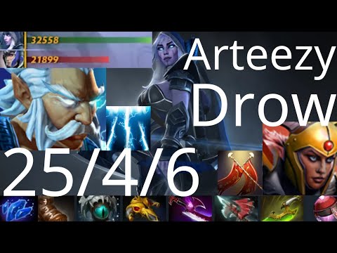 Arteezy Drow Ranger vs Luna, Storm Spirit, Earthshaker - there is Luna~ - dota2