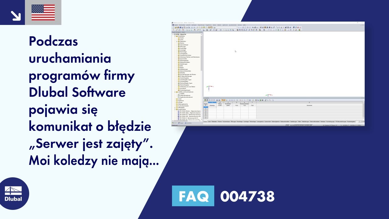 FAQ 004738 | Podczas uruchamiania programów firmy Dlubal pojawia się komunikat o błędzie „Serwer jest zajęty”...
