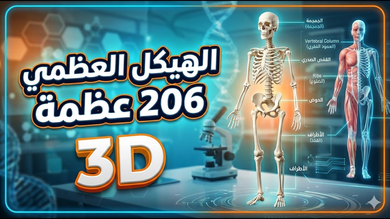 الهيكل العظمي بالكامل 206 عظمة شرح 3D