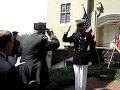 Marine Receives First Salute from Grandfather, WWII Veteran