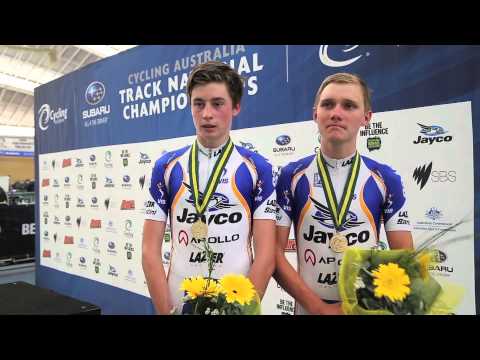 Lucas Hamilton & Matthew Ross (VIC) win under 19 men's Madison at #tracknats