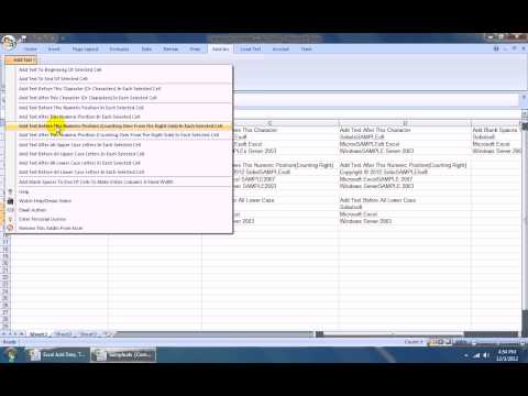 Excel Add Data, Text & Characters To All Cells Software