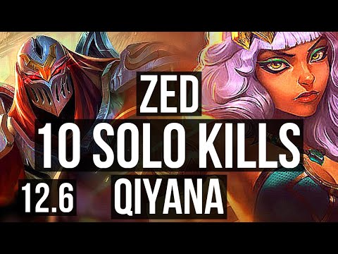ZED vs QIYANA (MID) | 3.2M mastery, 10 solo kills, 900+ games, Godlike | NA Challenger | 12.6
