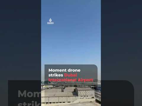 Moment drone strikes Dubai International Airport
