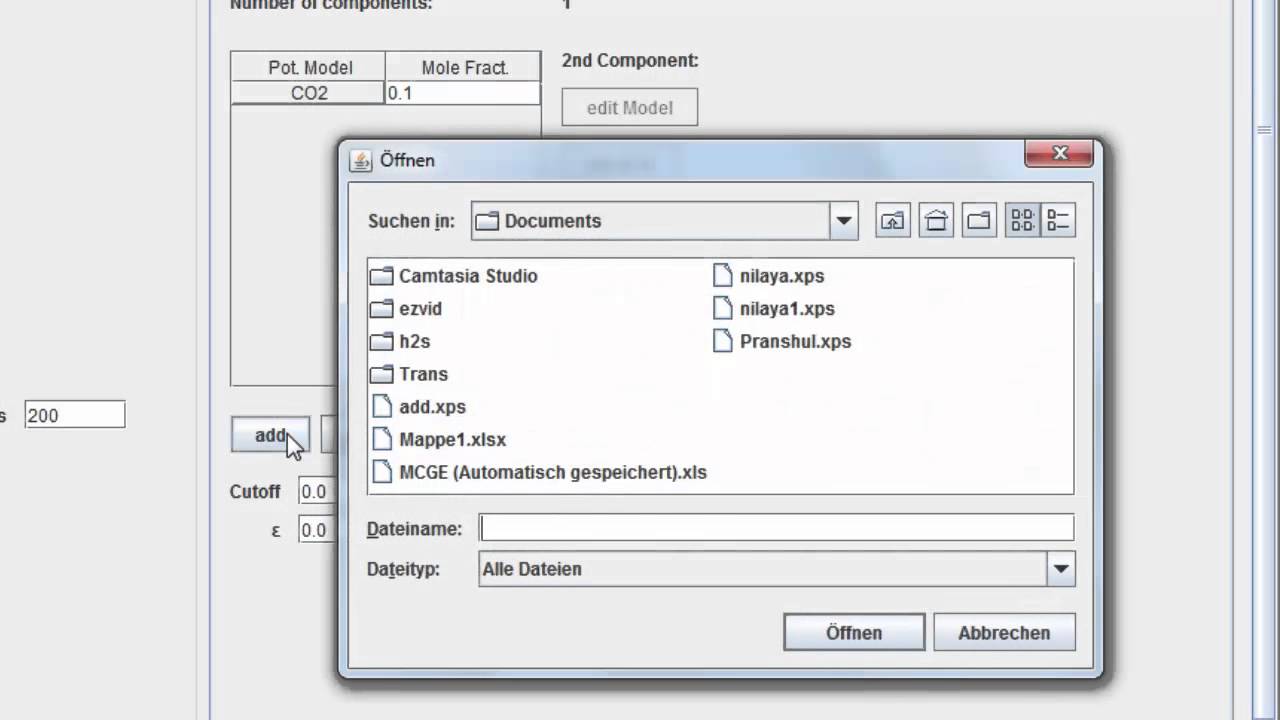 Calculation of the radial distribution function (RDF) using ms2