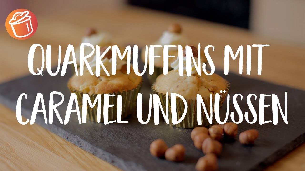 Quark-Muffins mit Caramel und Nüssen
