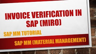How to do invoice verification (MIRO) in SAP FIORI