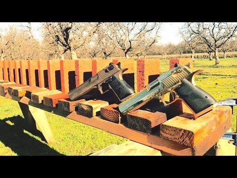 DESERT EAGLE 50AE VS 44 MAGNUM VS BRICKS