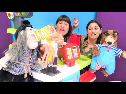 Komik video! Ayşe VS Ümit - iyi ve kötü kasiyer! Kız oyunları Türkçe