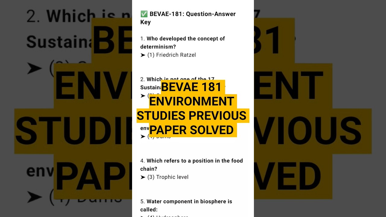 BEVAE-181 IGNOU | Previous Year Solved Papers 2021–2024 |  Exam Target Questions | Environment Study