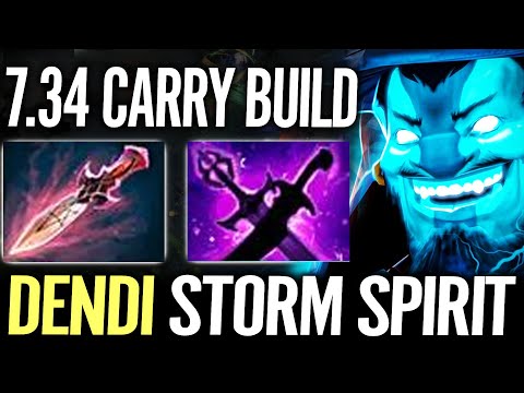Dendi 7.34 Storm Spirit Mid - Kaya and Sange + Witch Blade Dota 2 Pro