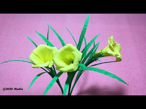 How to make origami yellow oleander flower by crepe paper easy/DIY flower folding tutorial