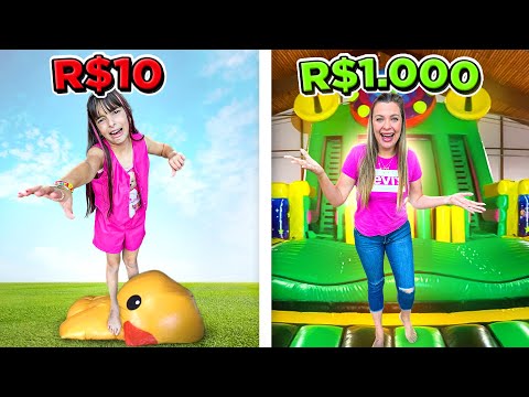 24h no PARQUE de INFLÁVEIS de R$10 e R$1000 REAIS - compilação