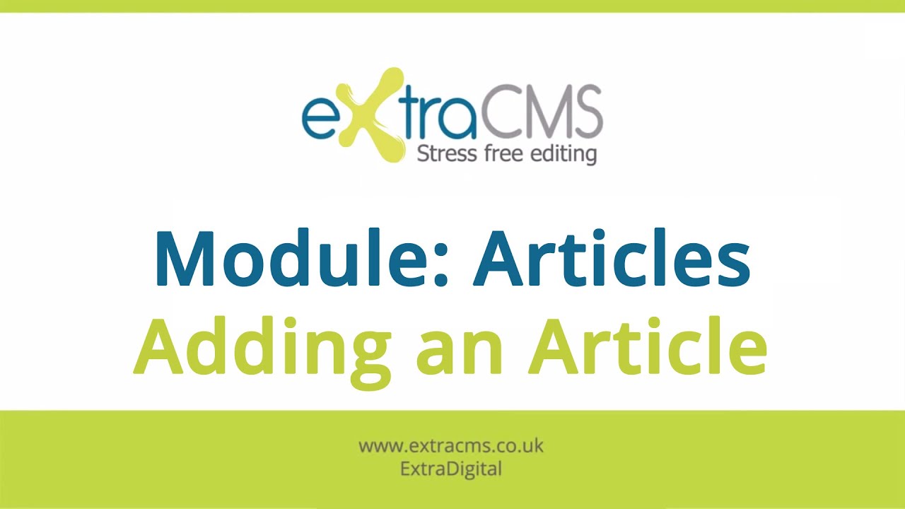 ExtraCMS - Module: Articles - Adding an Article