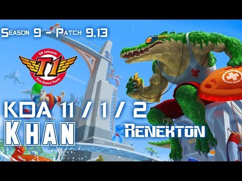 SKT T1 Khan RENEKTON vs CAMILLE Top - Patch 9.13 KR Ranked