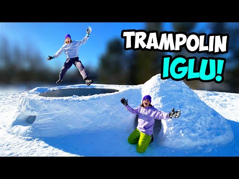 We're building a GIANT TRAMPOLINE IGLOO! (with overnight stay!)