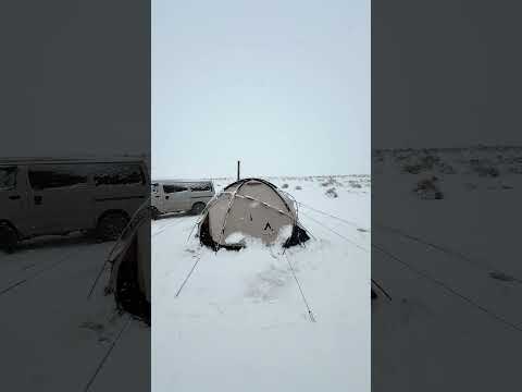 Camping in a blizzard with hot tent. Full video on the channel ❄️ #snowcamp #camping #wintercamping