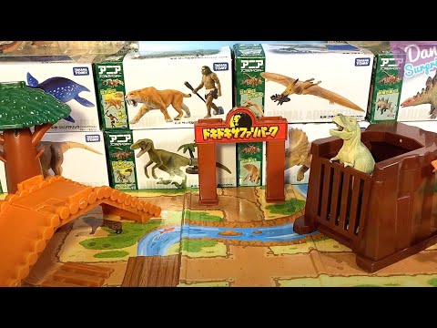 Takara Tomy Animal & Dinosaur Zoo Set - Elephant, T-Rex, Stegosaurus, Ankylosaurus, Lion, Tiger