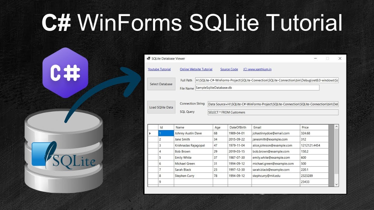 Learn to build SQLite WinForms GUI Apps using C#  (CSharp) Tutorial for Absolute Beginner