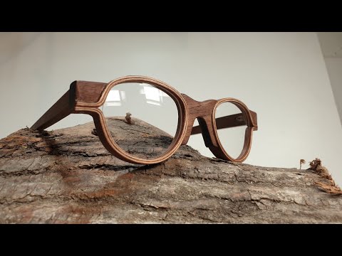 Design eyewear -  bending veneer to spectacle frames. Walnut and Maple laminated trendy eyeglasses.