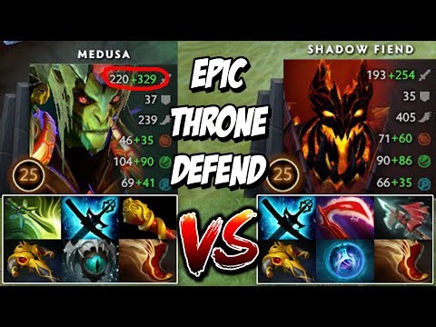 IMPOSSIBLE THRONE DEFENDING | Shadow Fiend Crazy Raze Lvl God Vs 6Slots Medusa Epic Battle Dota 2
