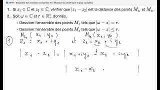📘 MPSI – Ensemble des nombres complexes #3 : Distance et cercle dans le plan complexe