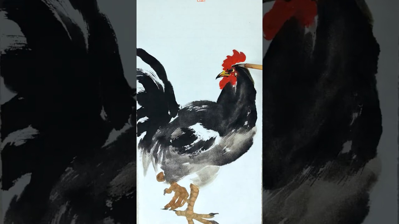 水墨画鸡，Beautiful