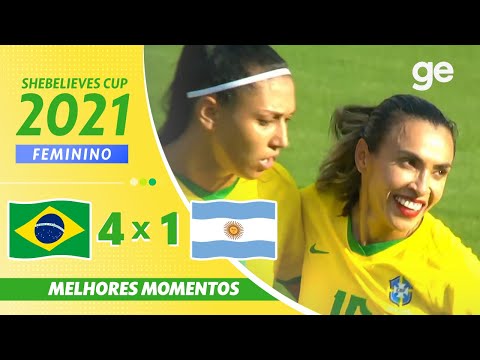 BRASIL 4 X 1 ARGENTINA | MELHORES MOMENTOS | FUTEBOL FEMININO | SheBelieves CUP | ge.globo
