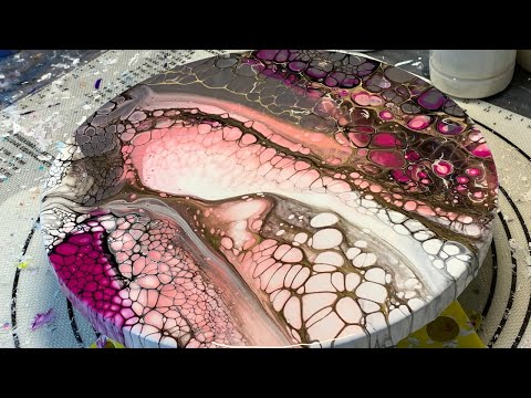 #117 Round Canvas Swipe - Venus and S’more’s TLP Interlude | Acrylic Pour Painting | Fluid Art