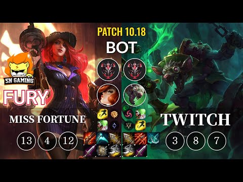 SN Fury Miss Fortune vs Twitch Bot - KR Patch 10.18