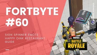 Fortbyte #60: Use The Sign Spinner Emote In Front of the Happy Oink Restaurant Guide