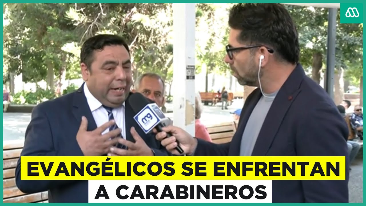 Evangélicos se enfrentan a Carabineros: Los registros en Plaza de Armas de Santiago