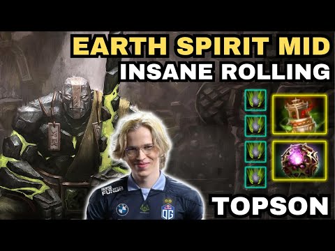 🔥 TOPSON Earth Spirit Midlane Highlights 7.34 🔥 Insane Rolling Boulder By Topson - Dota 2