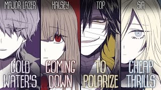 Nightcore - Cold Water x Coming Down x Polarize x Cheap Thrills (Switching Vocals)