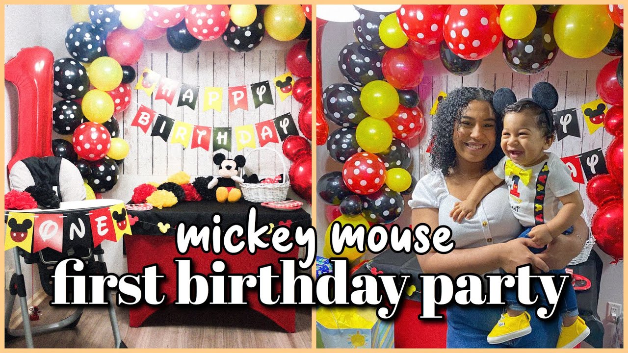 Watch video 1st birthday party mickey mouse theme! // party decorating, balloon arc + more Now 1st birthday party mickey mouse theme! // party decorating, balloon arc + more