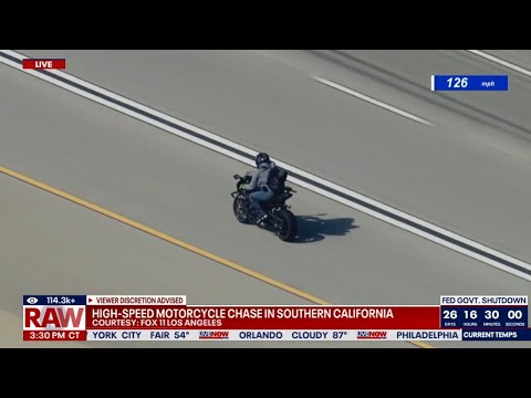 SKYFOX: 150+ mph motorcycle police chase in LA, officer shot