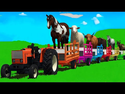 BUFFALO, SHEEP, HORSES, COWS & GOATS TRANSPORT WITH FIAT TRACTORS - FARMING SIMULATOR 25