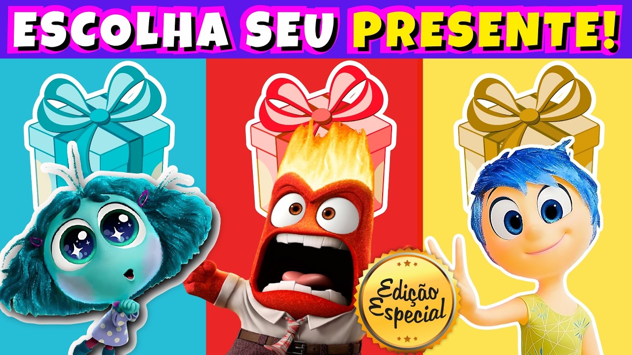 🎁🌈 ESCOLHA SEU PRESENTE! DIVERTIDA MENTE 2 🥺🤬😊EDIÇÃO ESPECIAL Jogo das Escolhas #dinoquiztopia #quiz