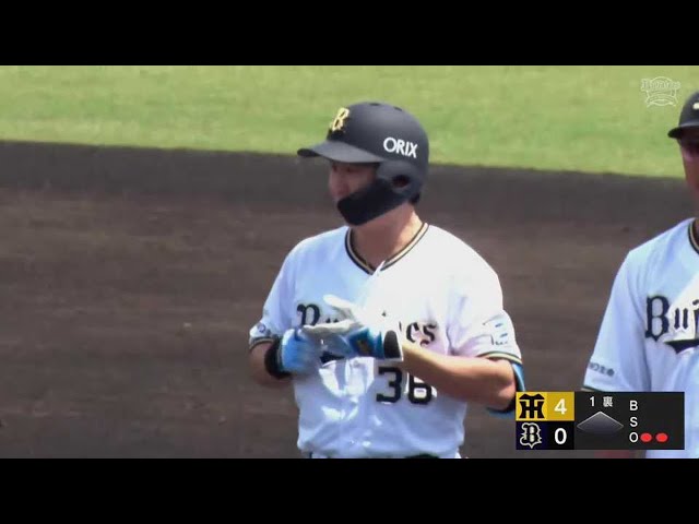 【ファーム】バファローズ・山足達也 センター前にしぶとく運んで1点を返す!! 2023年5月21日 オリックス・バファローズ 対 阪神タイガース