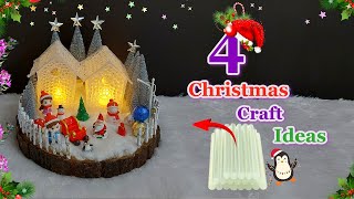 4 Beautiful Christmas/Holiday Decoration idea from simple Glue Stick | DIY Christmas craft idea 47☃️
