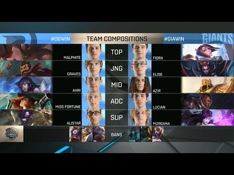 OG vs GIA Highlights - ORIGEN vs GIANTS GAMING - EU LCS Week 4 - SPRING 2016